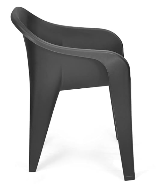 Nilkamal EEEZYGO Plastic Mid Back with Arm Chair | Chairs for Home| Office - Outdoor - Garden | Dust Free |100% Polypropylene Stackable Chairs | Set of 2 | Charcoal Grey - Image 3